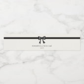 Modern Simple Black Bow Personalized water bottle  Waterfles Etiket (Enkel label)