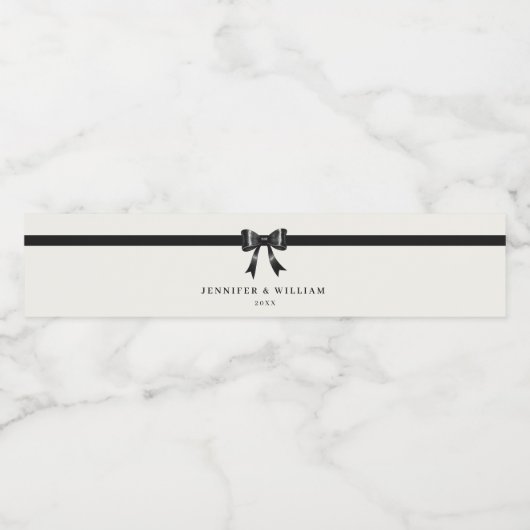 Modern Simple Black Bow Personalized water bottle  Waterfles Etiket (Enkel label)