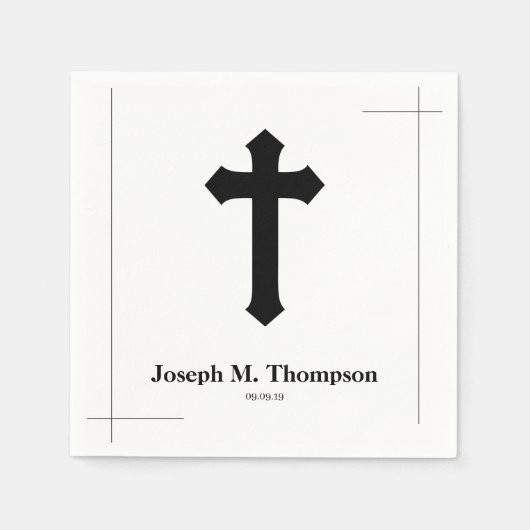 Modern Simple Black Cross First Heilige Communie Servet (Voorkant)