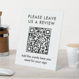 Modern Simple Black Custom Leave a Review QR Code Reclamebord Met Voetstuk