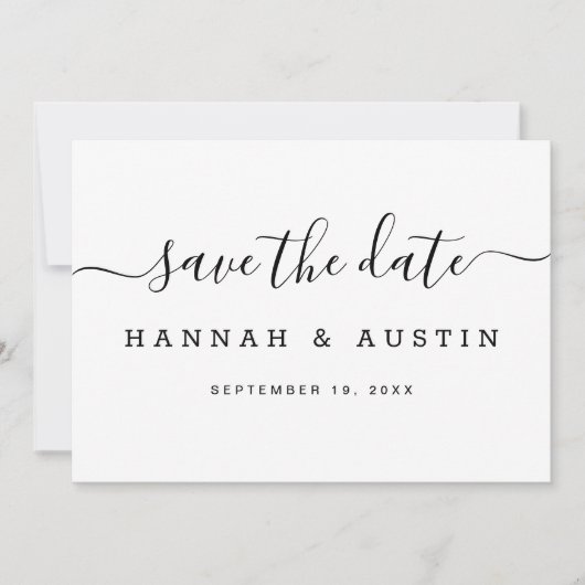 Modern Simple Black en White Elegant Wedding Save The Date (Voorkant)