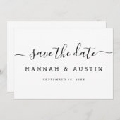 Modern Simple Black en White Elegant Wedding Save The Date (Voorkant / Achterkant)