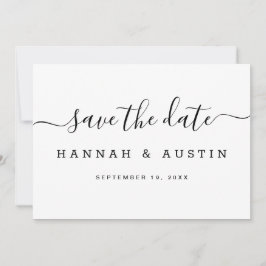 Modern Simple Black en White Elegant Wedding Save The Date