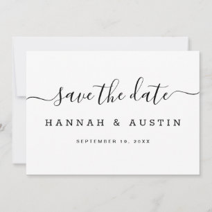 Modern Simple Black en White Elegant Wedding Save The Date