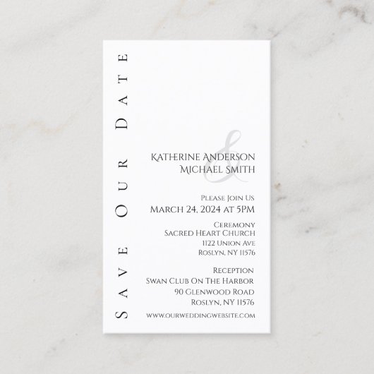 Modern Simple-Black en White-Save de datum- Visitekaartje (Voorkant)