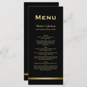 Modern Simple Black Gold Wedding Menu (Voorkant / Achterkant)
