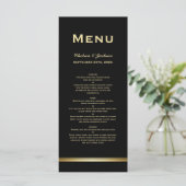 Modern Simple Black Gold Wedding Menu (Staand voorkant)