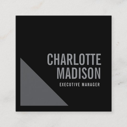 Modern Simple Black Grey Trendy Minimalist Plain  Vierkante Visitekaartje (Voorkant)