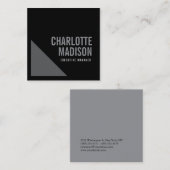 Modern Simple Black Grey Trendy Minimalist Plain  Vierkante Visitekaartje (Voorkant / Achterkant)
