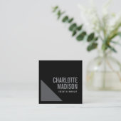 Modern Simple Black Grey Trendy Minimalist Plain  Vierkante Visitekaartje (Staand voorkant)