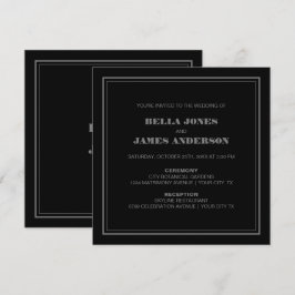 Modern Simple Black Grey Wedding Kaart