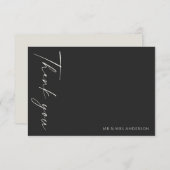 Modern Simple Black Ivory Wedding Bedankkaart (Voorkant / Achterkant)