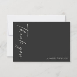 Modern Simple Black Ivory Wedding Bedankkaart