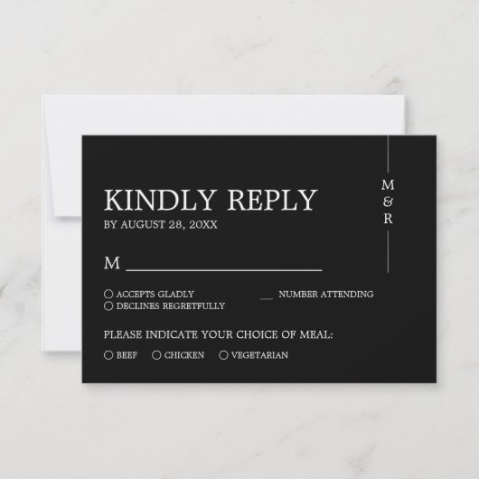 Modern Simple Black Monogram Weddenschap RSVP Kaartje (Voorkant)