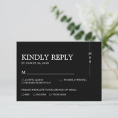 Modern Simple Black Monogram Weddenschap RSVP Kaartje (Staand voorkant)