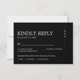 Modern Simple Black Monogram Weddenschap RSVP Kaartje