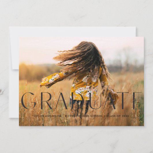 Modern Simple Black Photo Afstuderen aangekondigd Kaart (Voorkant)