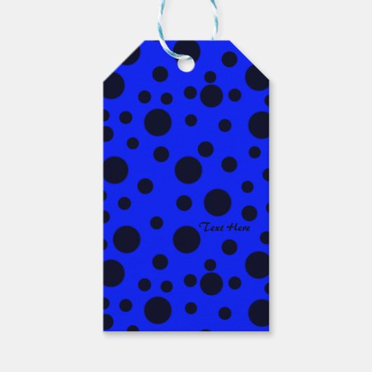 Modern Simple Black polka dot on Blue pattern Cadeaulabel (Voorkant)