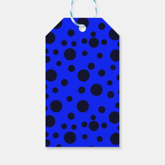 Modern Simple Black polka dot on Blue pattern Cadeaulabel (Achterkant)