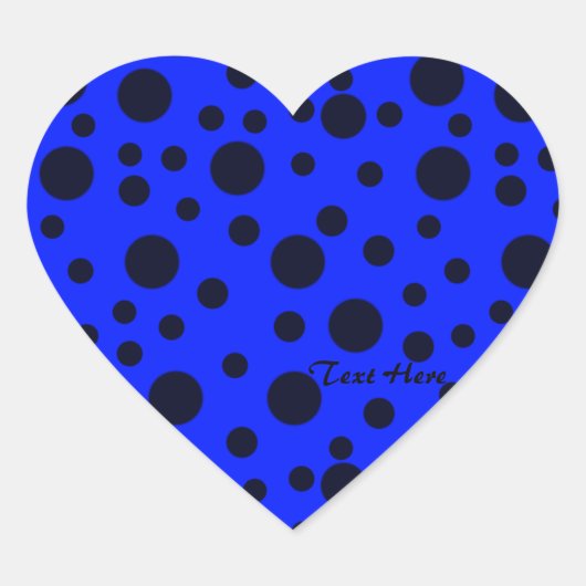 Modern Simple Black polka dot on Blue pattern Hart Sticker (Voorkant)