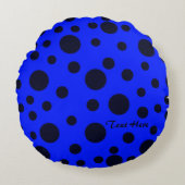 Modern Simple Black polka dot on Blue pattern Rond Kussen (Voorkant)