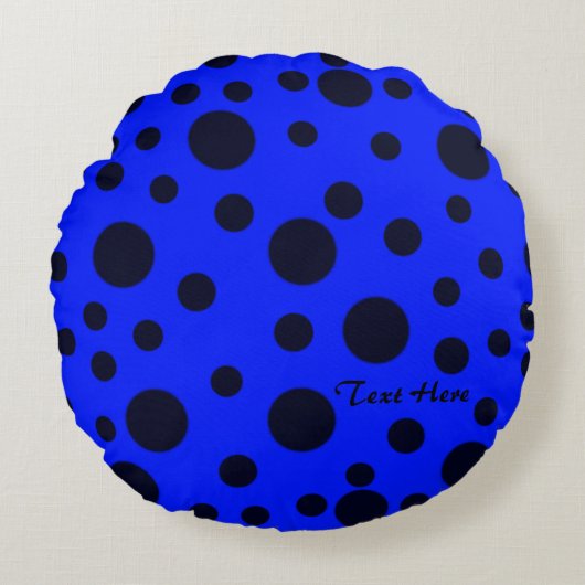Modern Simple Black polka dot on Blue pattern Rond Kussen (Voorkant)