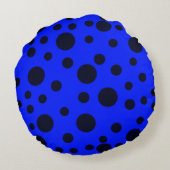 Modern Simple Black polka dot on Blue pattern Rond Kussen (Achterkant)