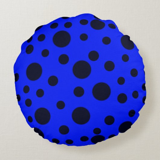 Modern Simple Black polka dot on Blue pattern Rond Kussen (Achterkant)