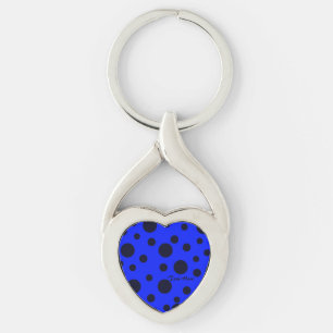 Modern Simple Black polka dot on Blue pattern Sleutelhanger