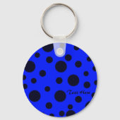 Modern Simple Black polka dot on Blue pattern Sleutelhanger (Voorkant)