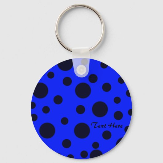 Modern Simple Black polka dot on Blue pattern Sleutelhanger (Voorkant)