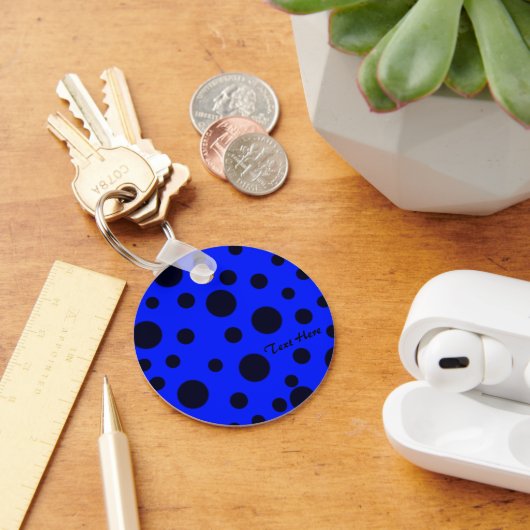 Modern Simple Black polka dot on Blue pattern Sleutelhanger (Bureau)