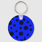 Modern Simple Black polka dot on Blue pattern Sleutelhanger (Achterkant)