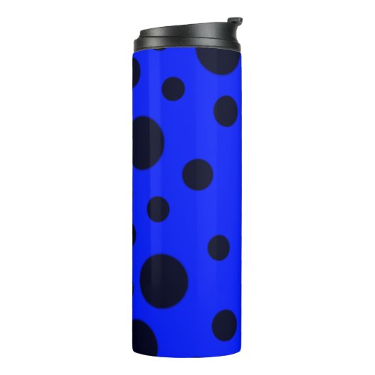 Modern Simple Black polka dot on Blue pattern Thermosbeker (Gedraaid links)