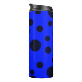 Modern Simple Black polka dot on Blue pattern Thermosbeker (Geroteerd rechts)