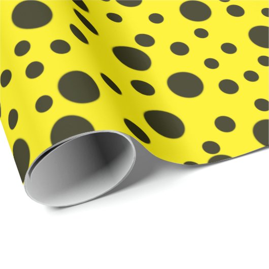Modern Simple Black polka dot yellow pattern Cadeaupapier (Rol Hoek)