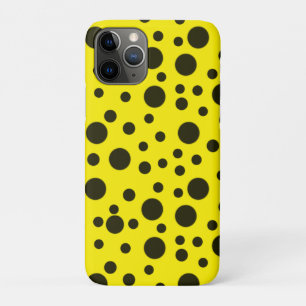 Modern Simple Black polka dot yellow pattern Case-Mate iPhone Case