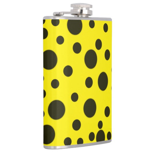 Modern Simple Black polka dot yellow pattern Heupfles (Rechts)