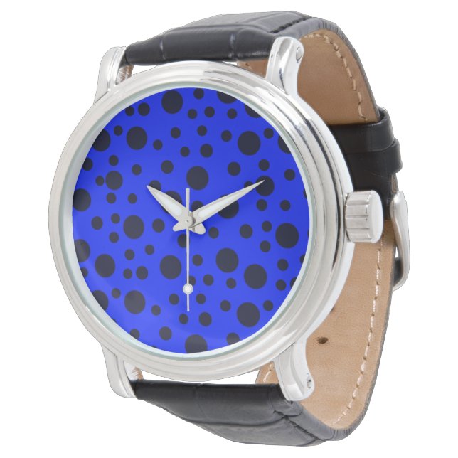 Modern Simple Black polka dot yellow pattern Horloge (Gekanteld)