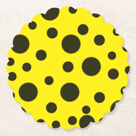 Modern Simple Black polka dot yellow pattern Kartonnen Onderzetters (Voorkant)