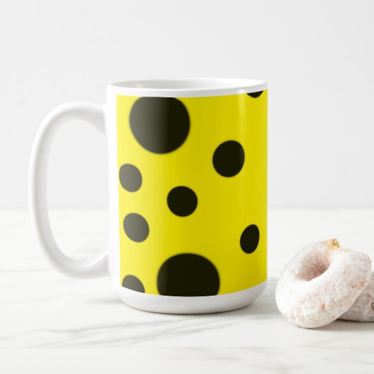 Modern Simple Black polka dot yellow pattern Koffiemok (Met donut)