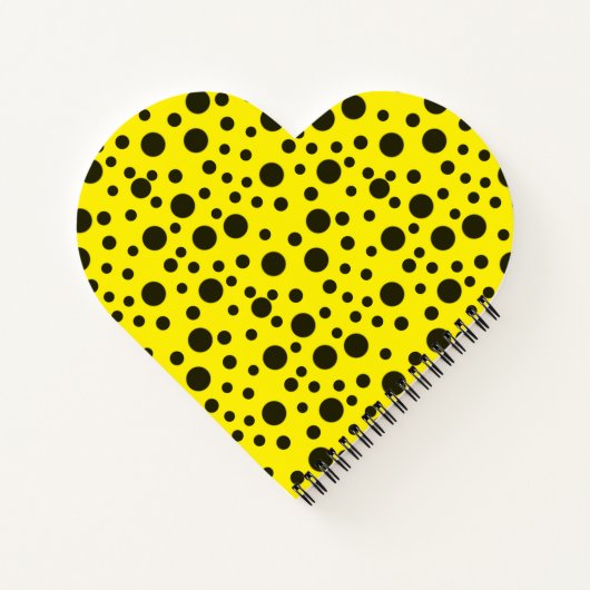 Modern Simple Black polka dot yellow pattern Notitieboek (Achterkant)