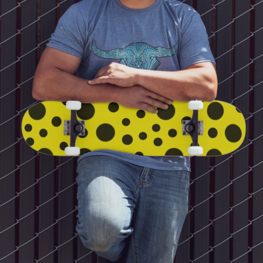 Modern Simple Black polka dot yellow pattern Persoonlijk Skateboard (Buiten 3)
