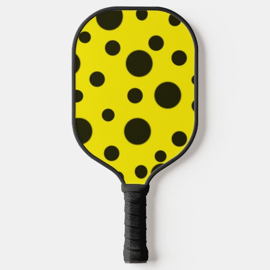 Modern Simple Black polka dot yellow pattern Pickleball Paddle (Voorkant)