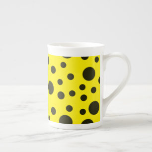 Modern Simple Black polka dot yellow pattern Porselein Kop