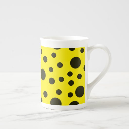 Modern Simple Black polka dot yellow pattern Porselein Kop (Rechts)