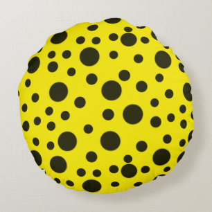 Modern Simple Black polka dot yellow pattern Rond Kussen