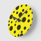 Modern Simple Black polka dot yellow pattern Ronde Klok (Hoek)