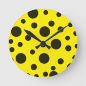Modern Simple Black polka dot yellow pattern Ronde Klok (Voorkant)