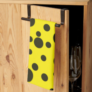 Modern Simple Black polka dot yellow pattern Theedoek